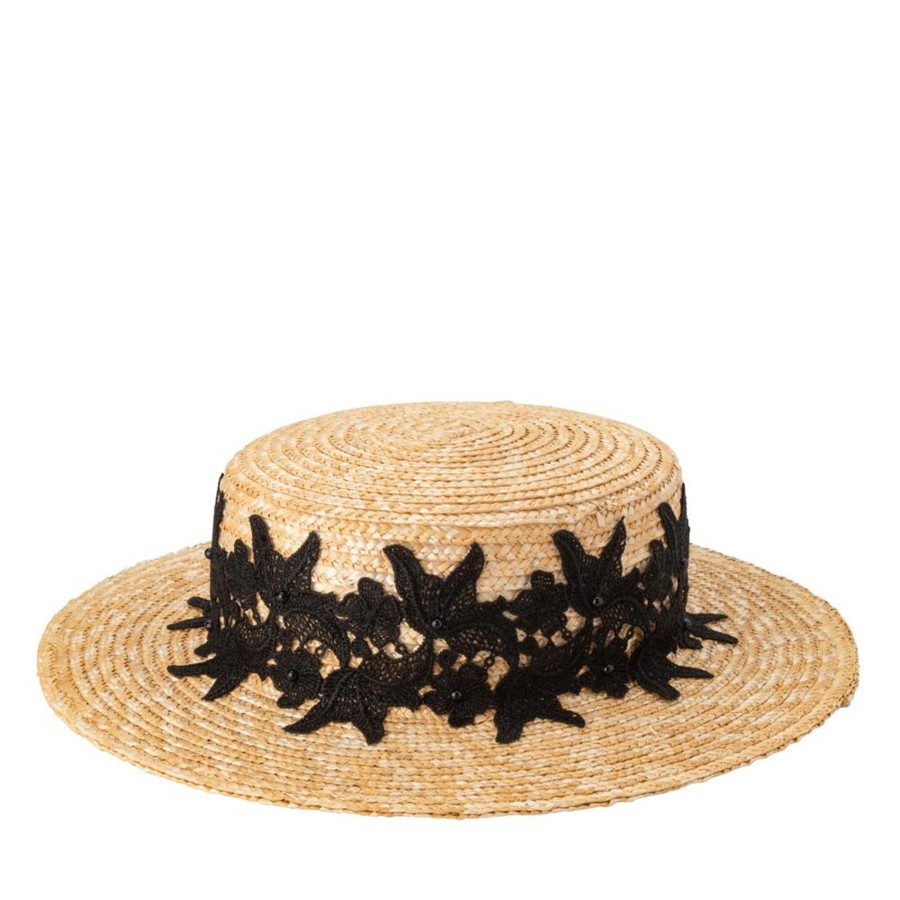 Headwear Olga Berg | Anika Lace Trimmed Boater