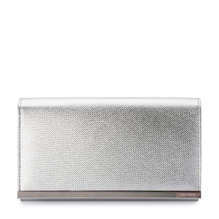 Bags Olga Berg | Maddie Metallic Embossed Foldover Clutch