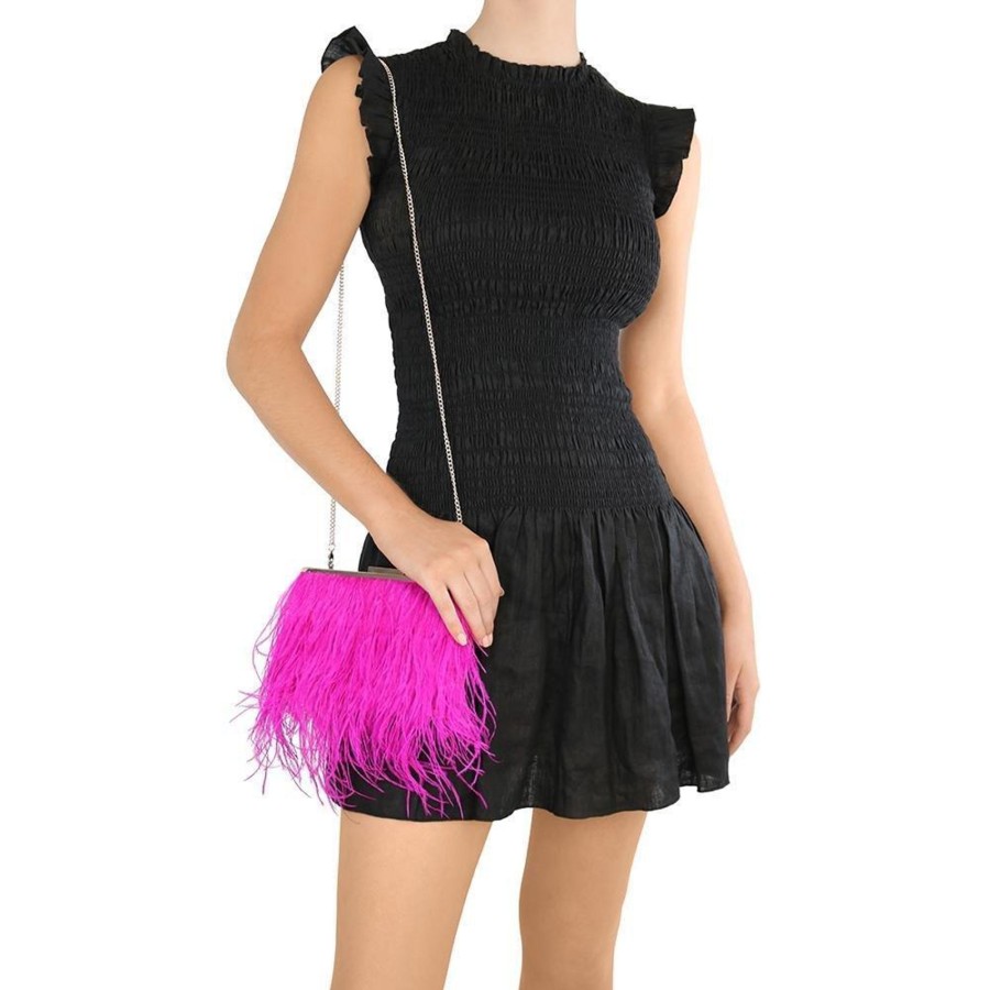 Bags Olga Berg | Estelle Fuchsia Feather Clutch