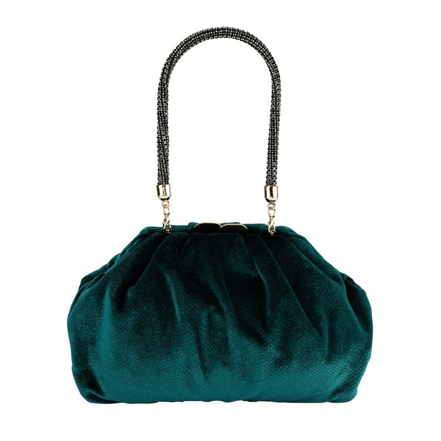 Bags Olga Berg | Caitlin Velvet Crystal Handle Bag