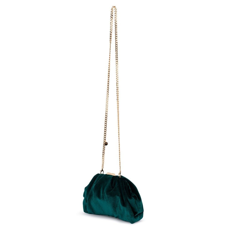 Bags Olga Berg | Caitlin Velvet Crystal Handle Bag