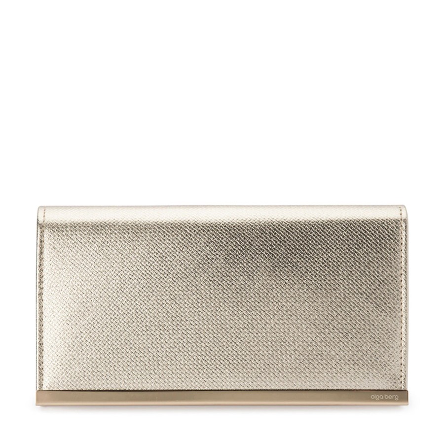 Bags Olga Berg | Maddie Metallic Embossed Foldover Clutch