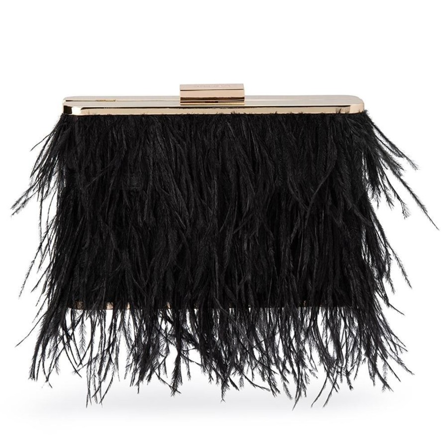 Bags Olga Berg | Estelle Black Feather Clutch