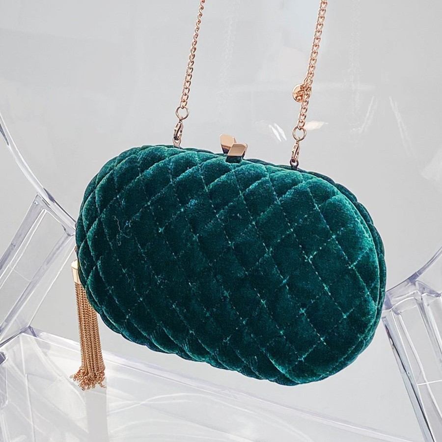 Bags Olga Berg | Rikki Quilted Velvet Clutch