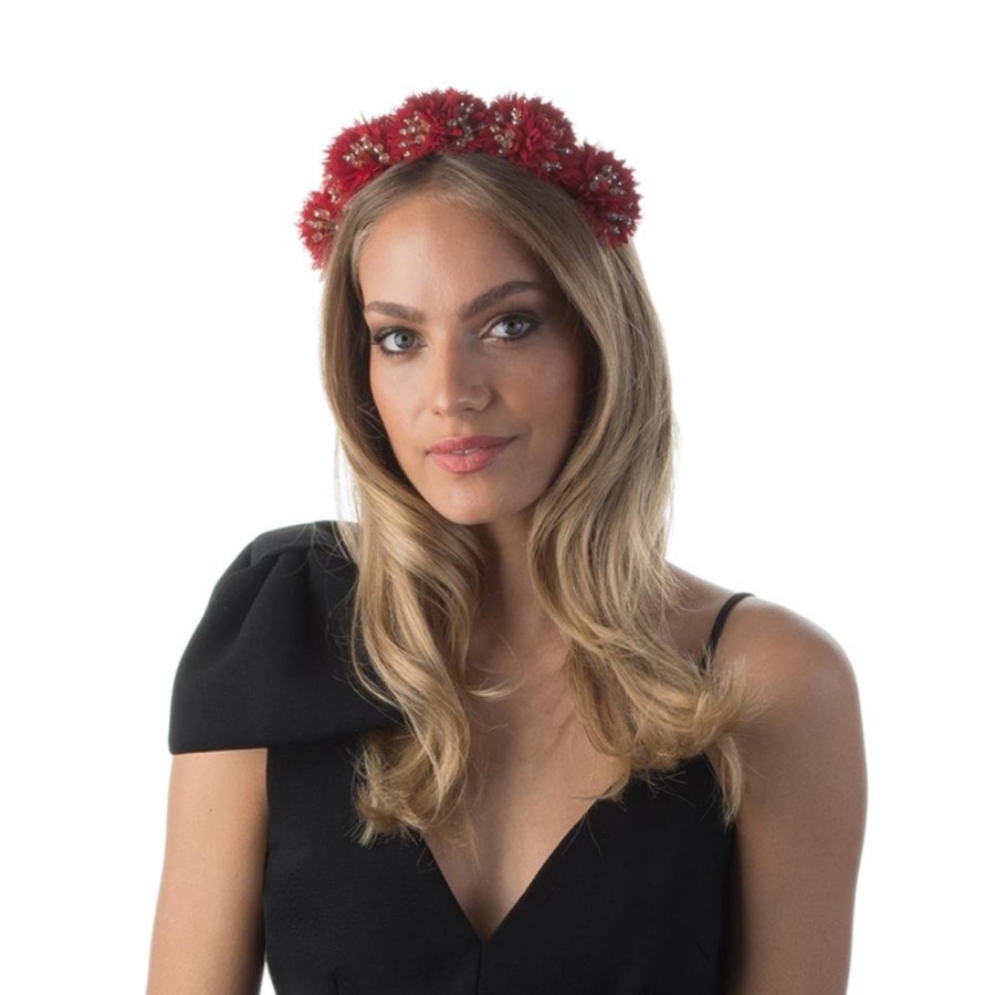 Headwear Olga Berg | Etta Beaded Pom Pom Crown